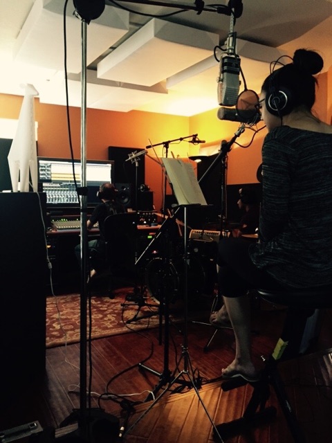 Tracking vocals, recording studio